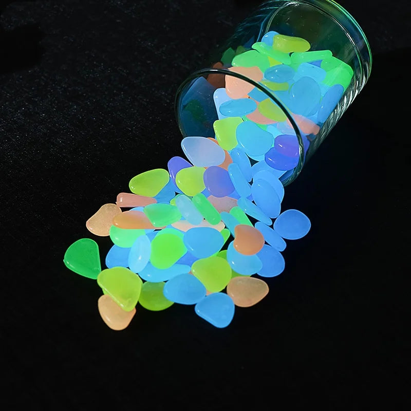 50/100Pcs Glow in the Dark Garden Pebbles For Sidewalk Garden