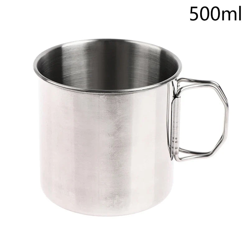 1Pc Stainless Steel Folding Handle Cup Portable