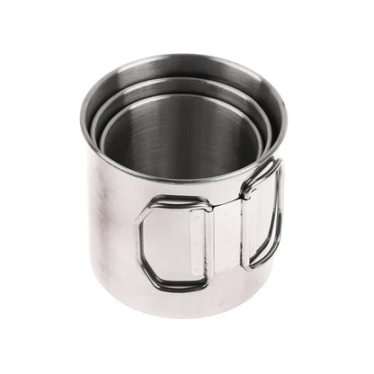 1Pc Stainless Steel Folding Handle Cup Portable